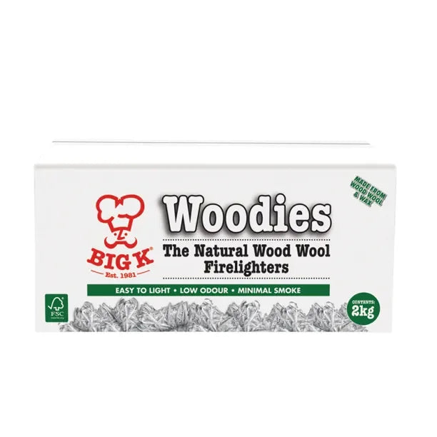 Big K Woodies Natural Wood Wool Firelighters 2kg box