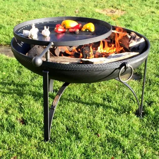 Firepits UK Plain Jane with Swing Arm BBQ Rack Fire Pit