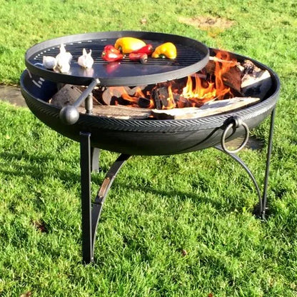 Firepits UK Plain Jane with Swing Arm BBQ Rack Fire Pit