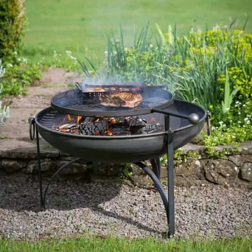 Firepits UK Plain Jane with Swing Arm BBQ Rack Fire Pit