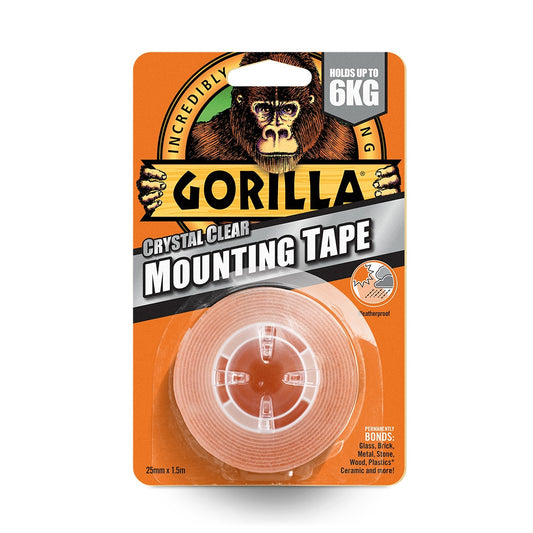 Gorilla Crystal Clear Mounting Tape 25mm x 1.5m