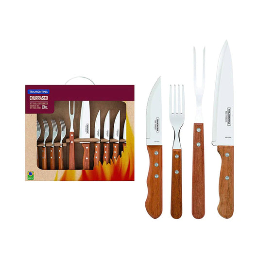 Tramontina 10 Piece Cutlery and Carving Set - Natural Wood